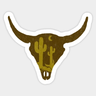 Cow Skull Desert Cactus Silhouette Sticker